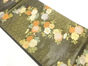 紗綾型に菊桜模様織り出し袋帯